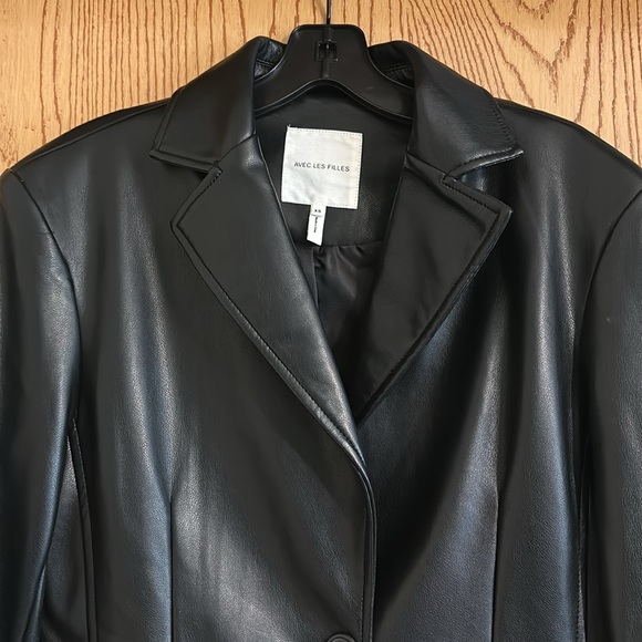 Avec Les Filles Faux Leather Mid Length Blazer - Picture 4 of 11